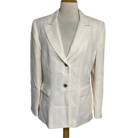 Tahari Arthur S. Levine 12 ivory pinstriped business blazer - Picture 1 of 6